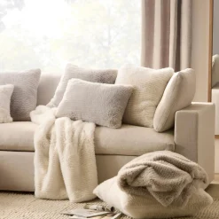 Bouclair Grey Maddox Faux Fur Decorative Pillow* Decorative Throw Pillows