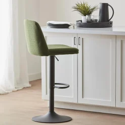 Bouclair Khaki Fabric and Metal Adjustable Bar Stool* Bar & Counter Stools|Modern Bar & Counter Stools