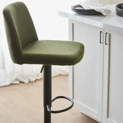 Bouclair Khaki Fabric and Metal Adjustable Bar Stool* Bar & Counter Stools|Modern Bar & Counter Stools