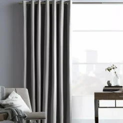 Bouclair Light Grey Chambray Blackout Curtain* Sheer Curtains & Window Sheer Panels|Blackout Window Curtains