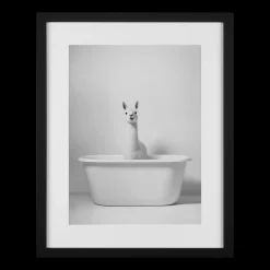 Bouclair LLama in Bathtub Printed Framed Canvas* Printed & Photography Wall Art Canvases