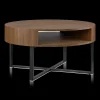 Bouclair Metal and Walnut Veneer Round Coffee Table* Coffee Tables|Coffee Tables & Side Tables