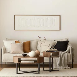 Bouclair Metal and Walnut Veneer Round Coffee Table* Coffee Tables|Coffee Tables & Side Tables