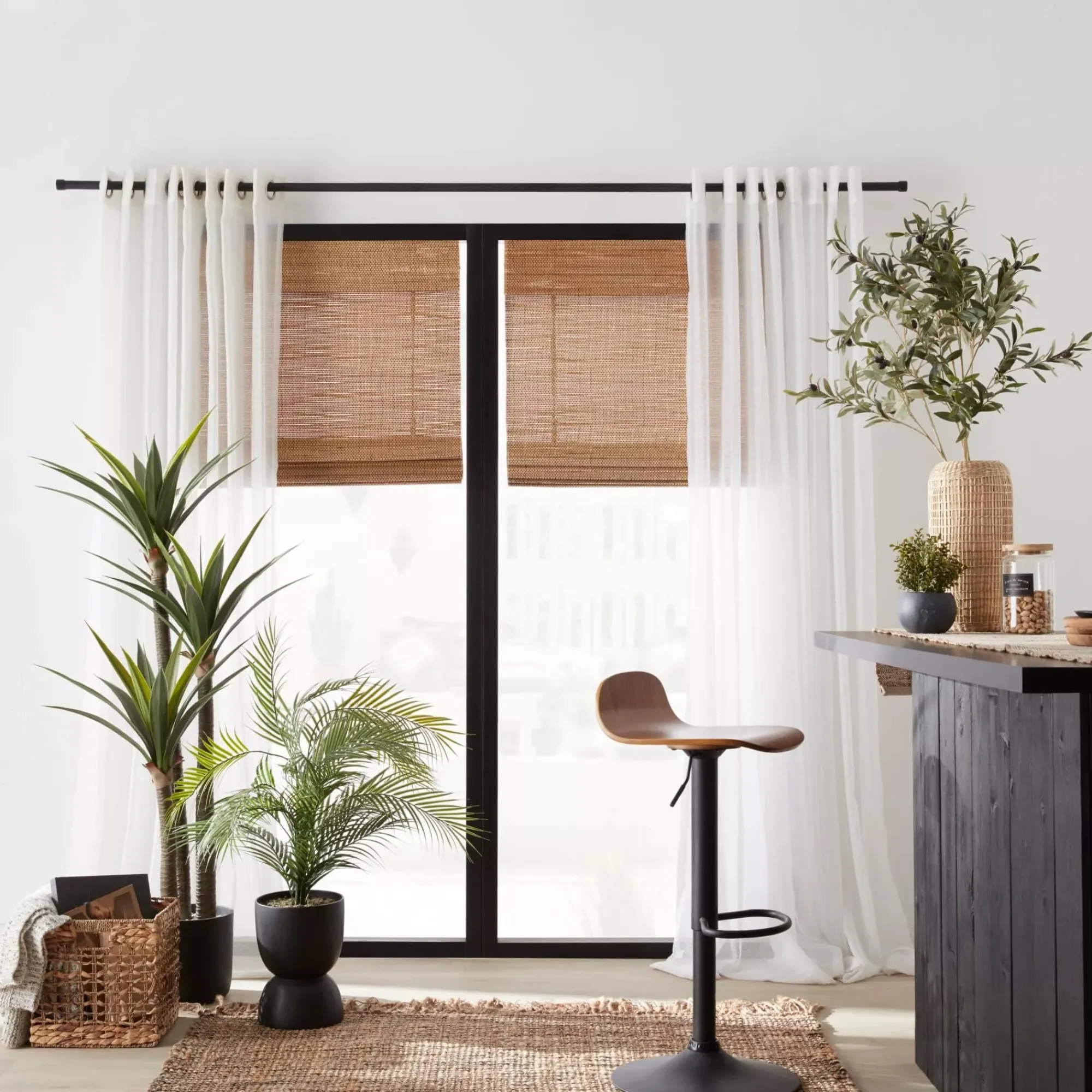 Bouclair Natural & Black Cordless Bali Shade* Window Blinds & Shades