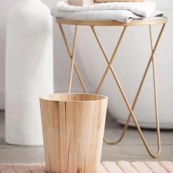 Bouclair Natural Wood Waste Bin* Bathroom Accessories|Storage Baskets & Hampers