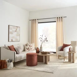 Bouclair Oatmeal Fabric Sofa with Black Metal Legs* Accent Chairs & Sofas|Accent Chairs