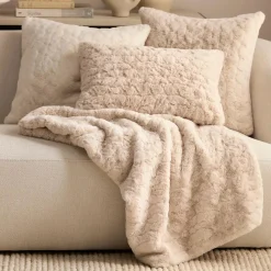 Bouclair Oatmeal Sheep Faux Fur Throw Pillow* Decorative Throw Pillows