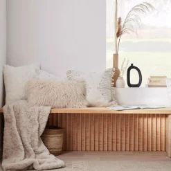 Bouclair Oatmeal Sheep Faux Fur Throw* Decorative Throws & Blankets