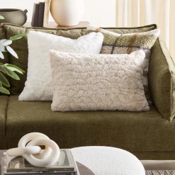 Bouclair Off White Sheep Faux Fur Throw Pillow* Decorative Throw Pillows