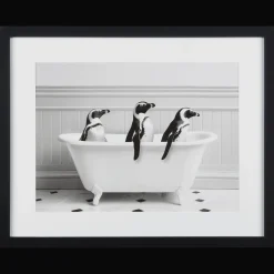 Bouclair Penguins in Bathtub Printed Framed Canvas* Printed & Photography Wall Art Canvases