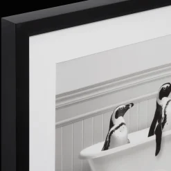 Bouclair Penguins in Bathtub Printed Framed Canvas* Printed & Photography Wall Art Canvases