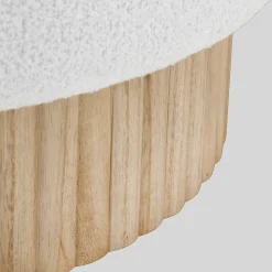 Bouclair Round Fabric and Wood Bench* Entryway Benches Ottomans And Poufs|Ottomans & Benches