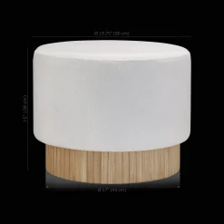 Bouclair Round Fabric and Wood Bench* Entryway Benches Ottomans And Poufs|Ottomans & Benches