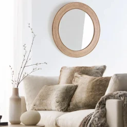 Bouclair Round Pine Wood Mirror* Mirrors