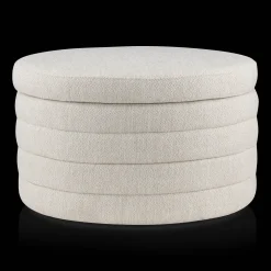 Bouclair Round Storage Fabric Ottoman* Entryway Benches Ottomans And Poufs|Ottomans & Benches