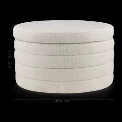 Bouclair Round Storage Fabric Ottoman* Entryway Benches Ottomans And Poufs|Ottomans & Benches