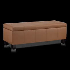 Bouclair Rust Faux Leather Storage Bench* Entryway Benches Ottomans And Poufs|Ottomans & Benches