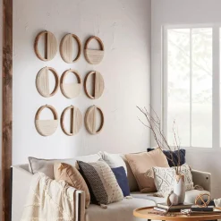 Bouclair Set of 3 Mango Wood and Rope Circle Wall Decor* Wall Decorations