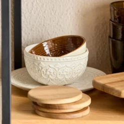 Bouclair Set of 4 Wood Coasters* Dinnerware|Kitchen & Dining Accessories