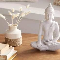 Bouclair Speckled Ceramic and Rattan Vase* Modern Decorative Vases|Home Decorative Items & Objects