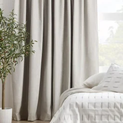 Bouclair Taupe Chita Back Tab Blackout Curtain* Sheer Curtains & Window Sheer Panels|Blackout Window Curtains