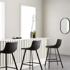 Bouclair Textured Faux Leather and Metal Bar Stool* Furniture Accessories|Bar & Counter Stools