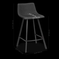 Bouclair Textured Faux Leather and Metal Bar Stool* Furniture Accessories|Bar & Counter Stools