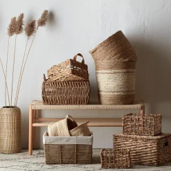 Bouclair Water Hyacinth Crate with Faux Leather Handles* Storage Baskets & Hampers|Storage & Baskets