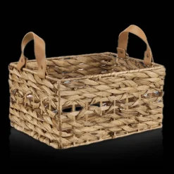 Bouclair Water Hyacinth Crate with Faux Leather Handles* Storage Baskets & Hampers|Storage & Baskets