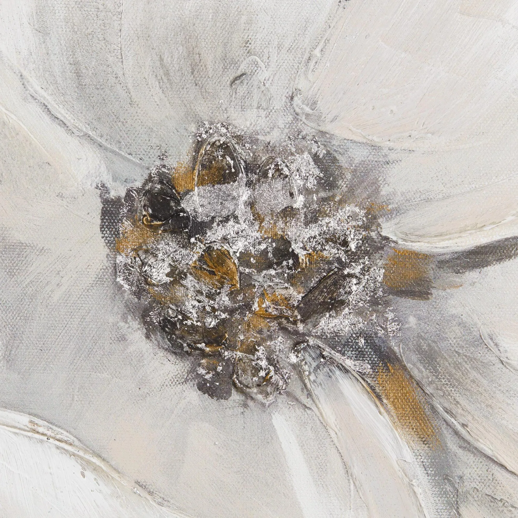 Bouclair White Blossom Printed Canvas with Gel-Embellishments* Oil Paintings