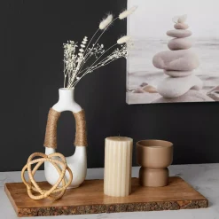 Bouclair White Ceramic Oval Vase with Rope on Handles* Modern Decorative Vases|Home Decorative Items & Objects