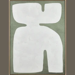 Bouclair White Form on Green Framed Art* Oil Paintings