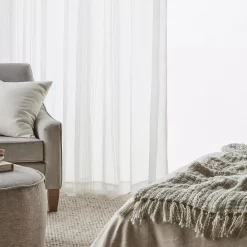 Bouclair White Gusta Embroidered Curtain* Sheer Curtains & Window Sheer Panels