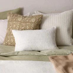 Bouclair White Lindy Lumbar Decorative Pillow* Decorative Throw Pillows