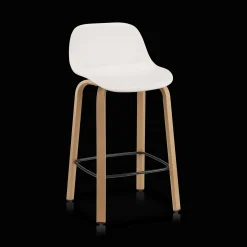 Bouclair White Plastic and Wood Metal Veneer Counter Stool* Furniture Accessories|Bar & Counter Stools