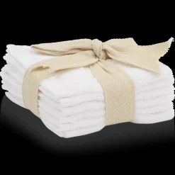 Bouclair White Set of 6 Large Washcloths* Bath Towels