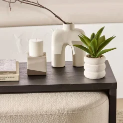 Bouclair White Short Ribbed Candle* Candles & Candle Stick Holders