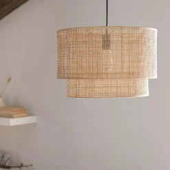 Bouclair Wood & Rattan Ceiling Lamp* Ceiling Lamps