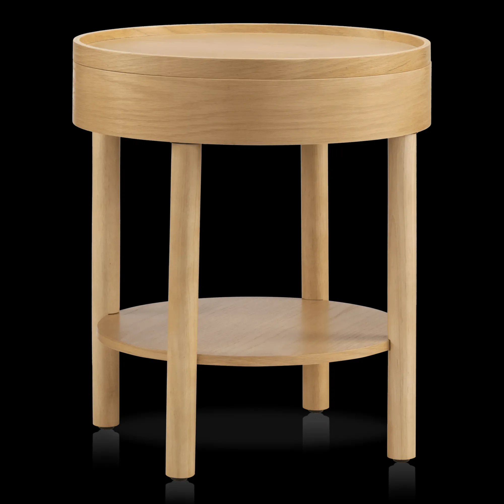 Bouclair Wooden Round Side Table with Lift Top* Side Tables|Coffee Tables & Side Tables