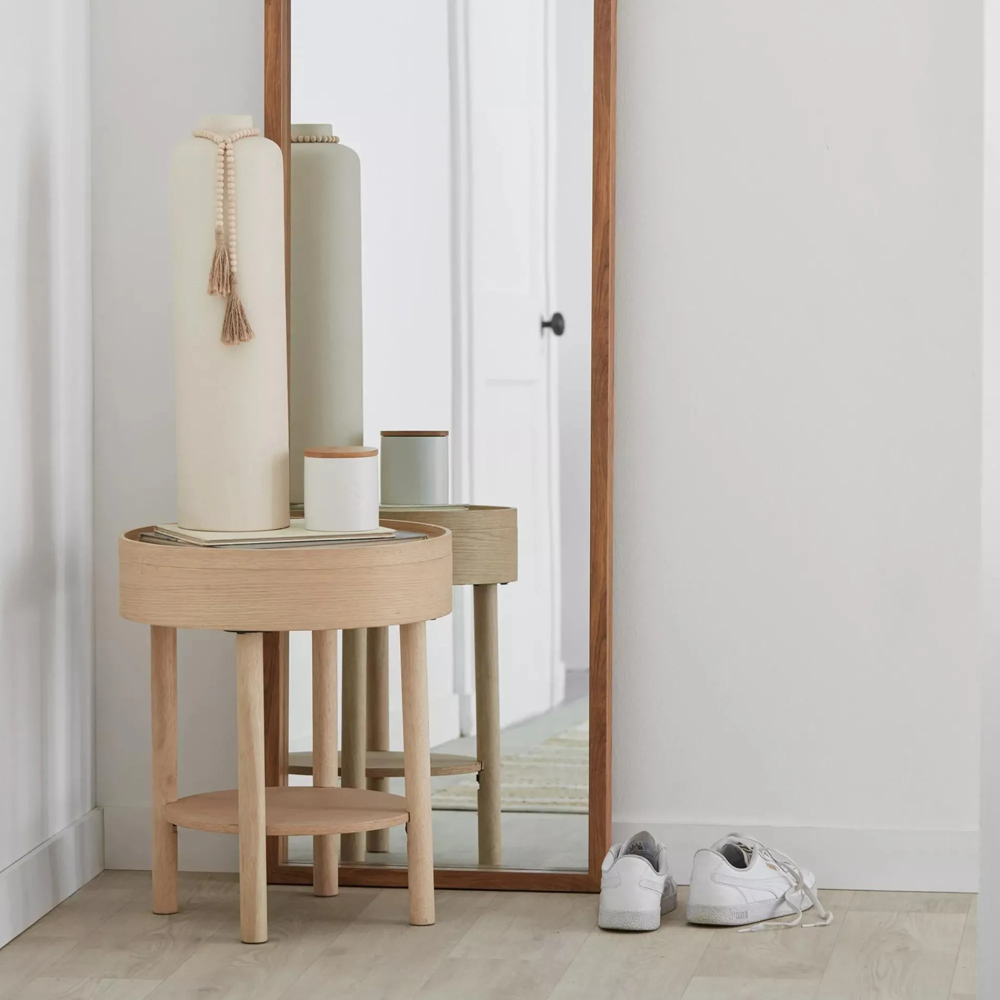 Bouclair Wooden Round Side Table with Lift Top* Side Tables|Coffee Tables & Side Tables