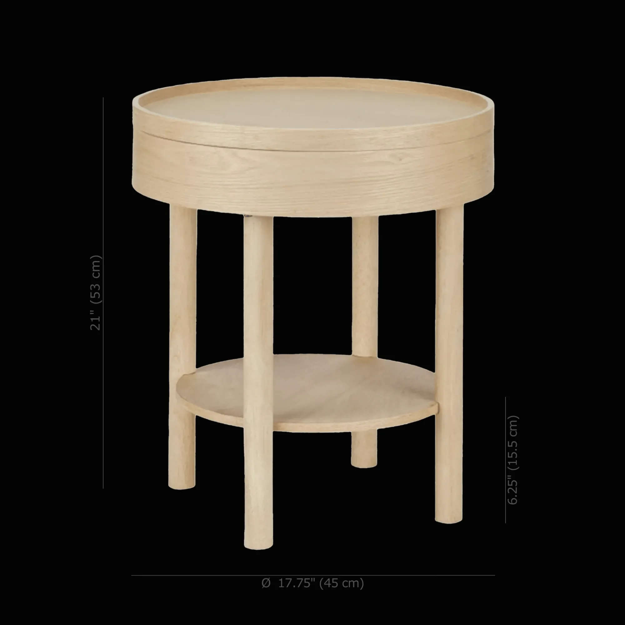 Bouclair Wooden Round Side Table with Lift Top* Side Tables|Coffee Tables & Side Tables