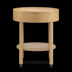 Bouclair Wooden Round Side Table with Lift Top* Side Tables|Coffee Tables & Side Tables