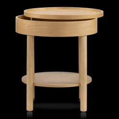 Bouclair Wooden Round Side Table with Lift Top* Side Tables|Coffee Tables & Side Tables